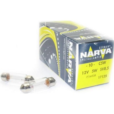 Комплект автоламп NARVA 17125 C5W 12V 5W (SV 8,5-35mm) 10шт.
