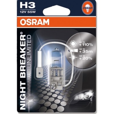 Osram 64151NBU-01B лампа галогенная H3 NIGHT BREAKER UNLIMITED +110%