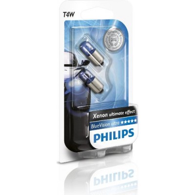 Комплект ламп T4W 12V Blue Vision ultra Philips 12929BVB2 2шт